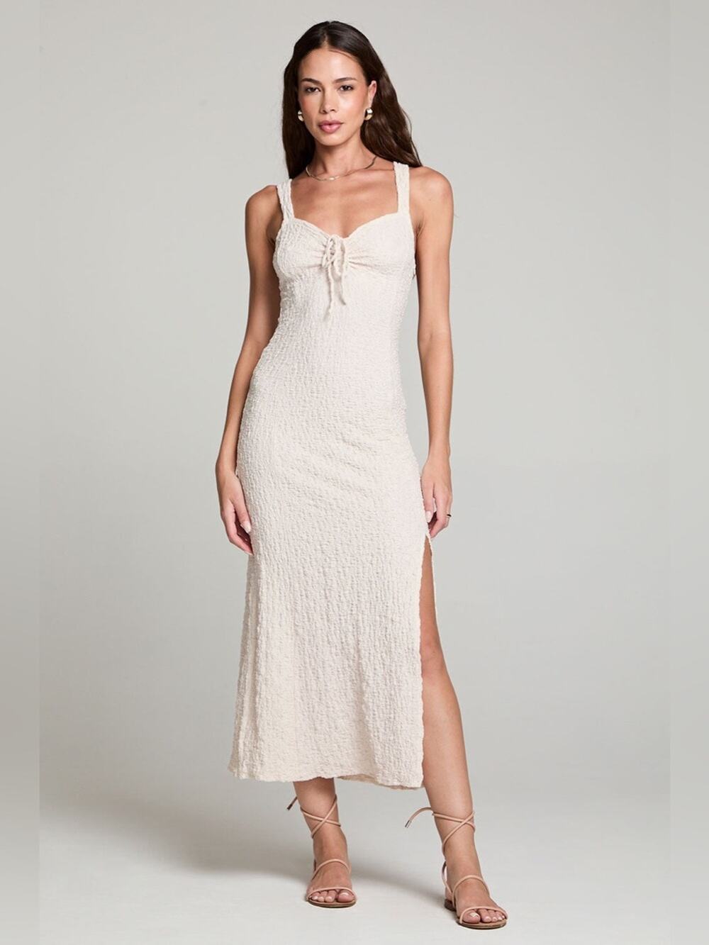 NEW Saltwater Luxe Canaan Midi Dress Small Cream High Slit Mermaid Sold Out NWT